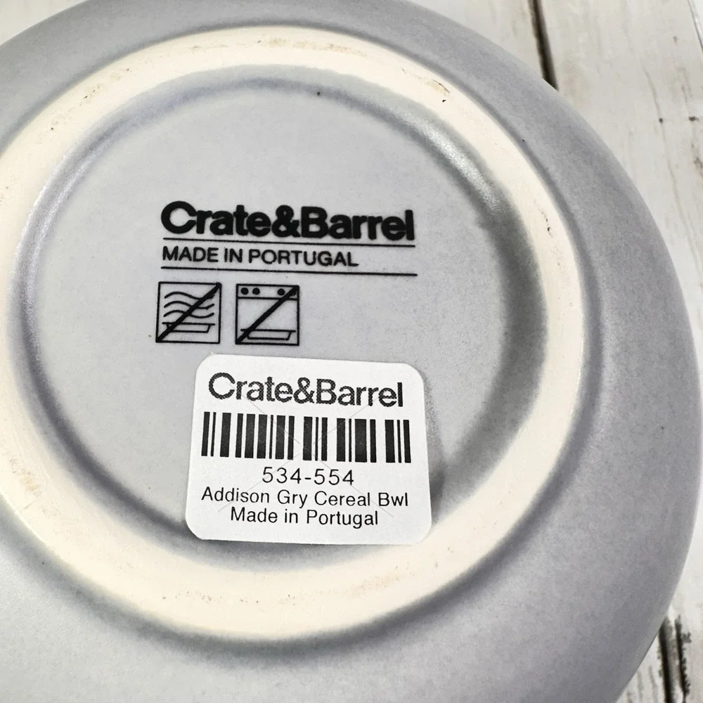 Crate & Barrel Addison Gray Gold Rim 6-3/8